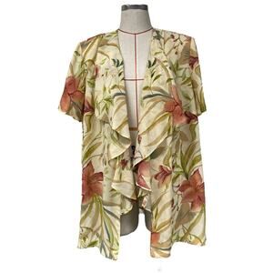 Vintage Kari's Korner Womens Size 18W Floral Open Front Draped Cardigan